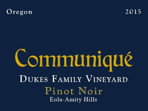2015 Dukes Family Vineyard Pinot Noir